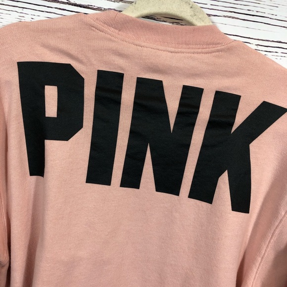 VS Pink Snap Sleeve Boyfriend Crop Sweatshirt: Blush Pink - Picture 7 of 8